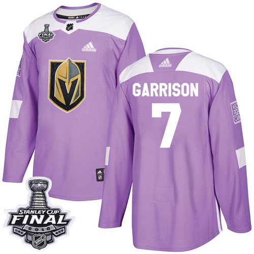 Adidas Golden Knights #7 Jason Garrison Purple Authentic Fights Cancer 2018 Stanley Cup Final Stitched Youth NHL Jersey